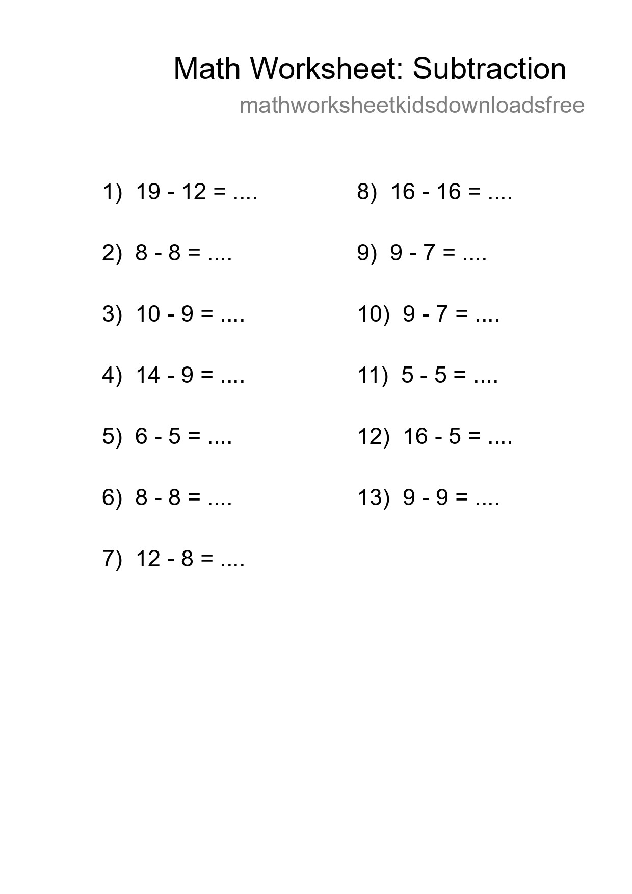 Free 13 Subtraction Math Worksheet For Grade 2 - Part 118