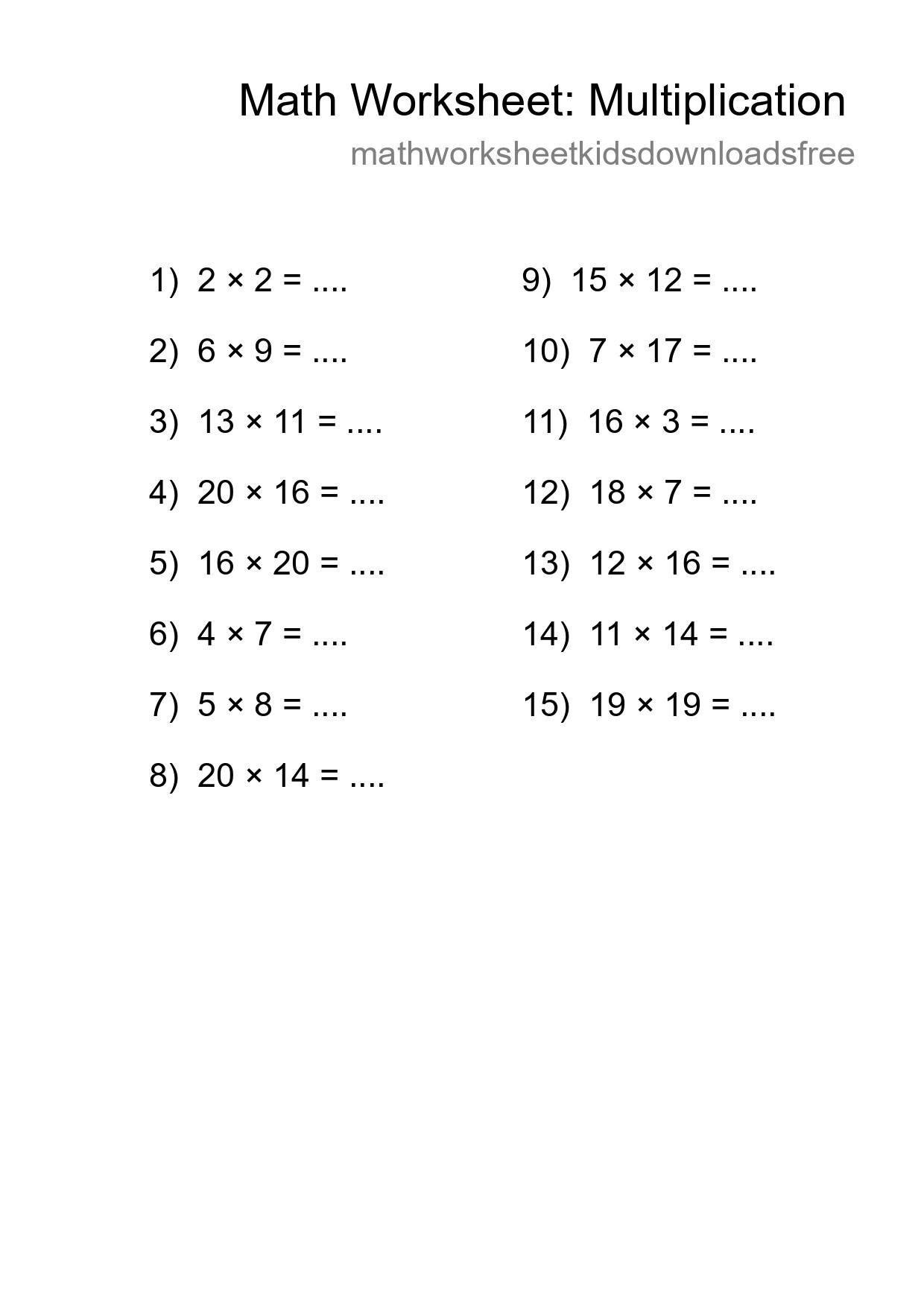 Free 15 Multiplication Math Worksheet For Grade 2 - Part 73