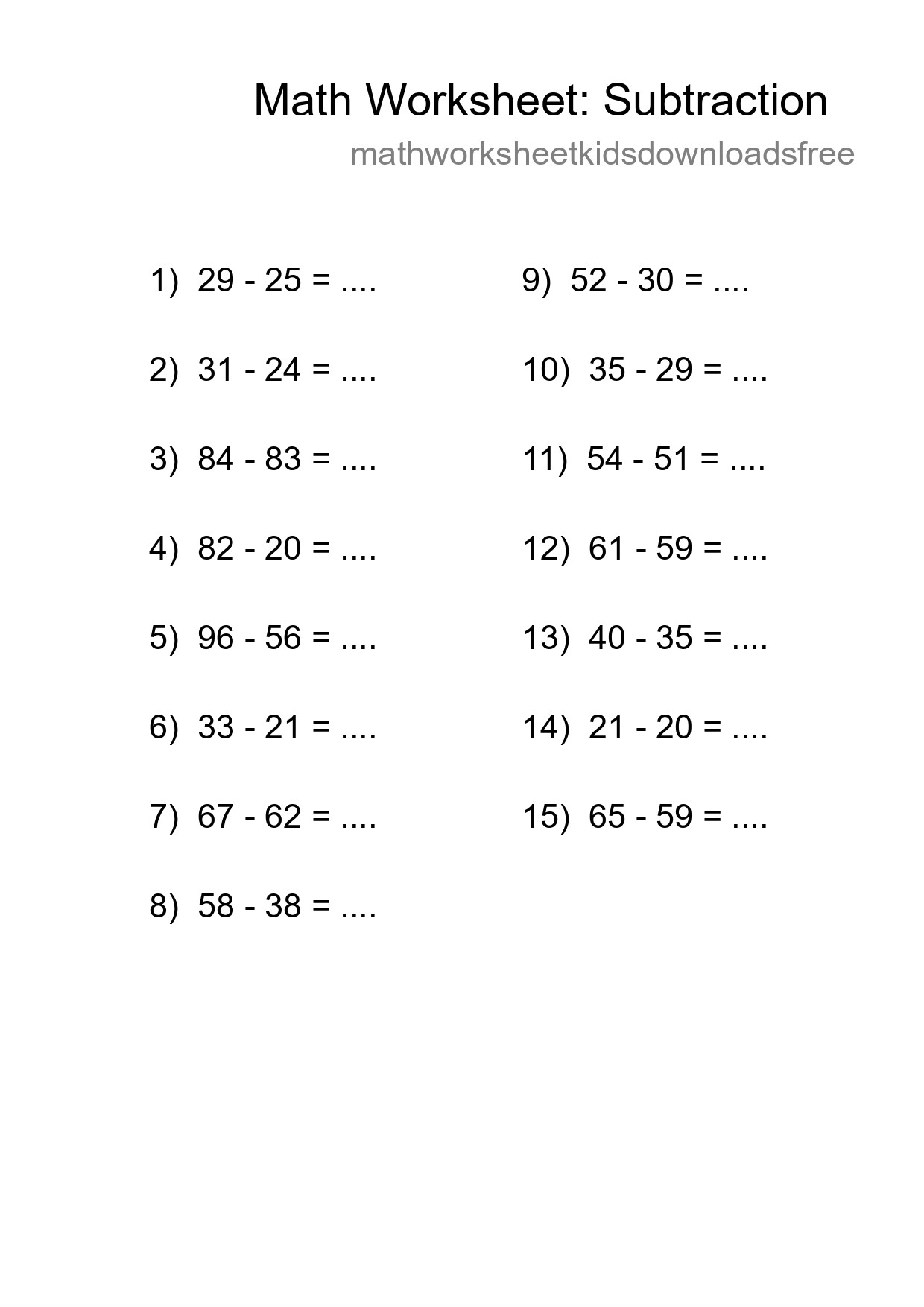 Free 15 Subtraction Math Worksheet For Grade 3 - Part 129