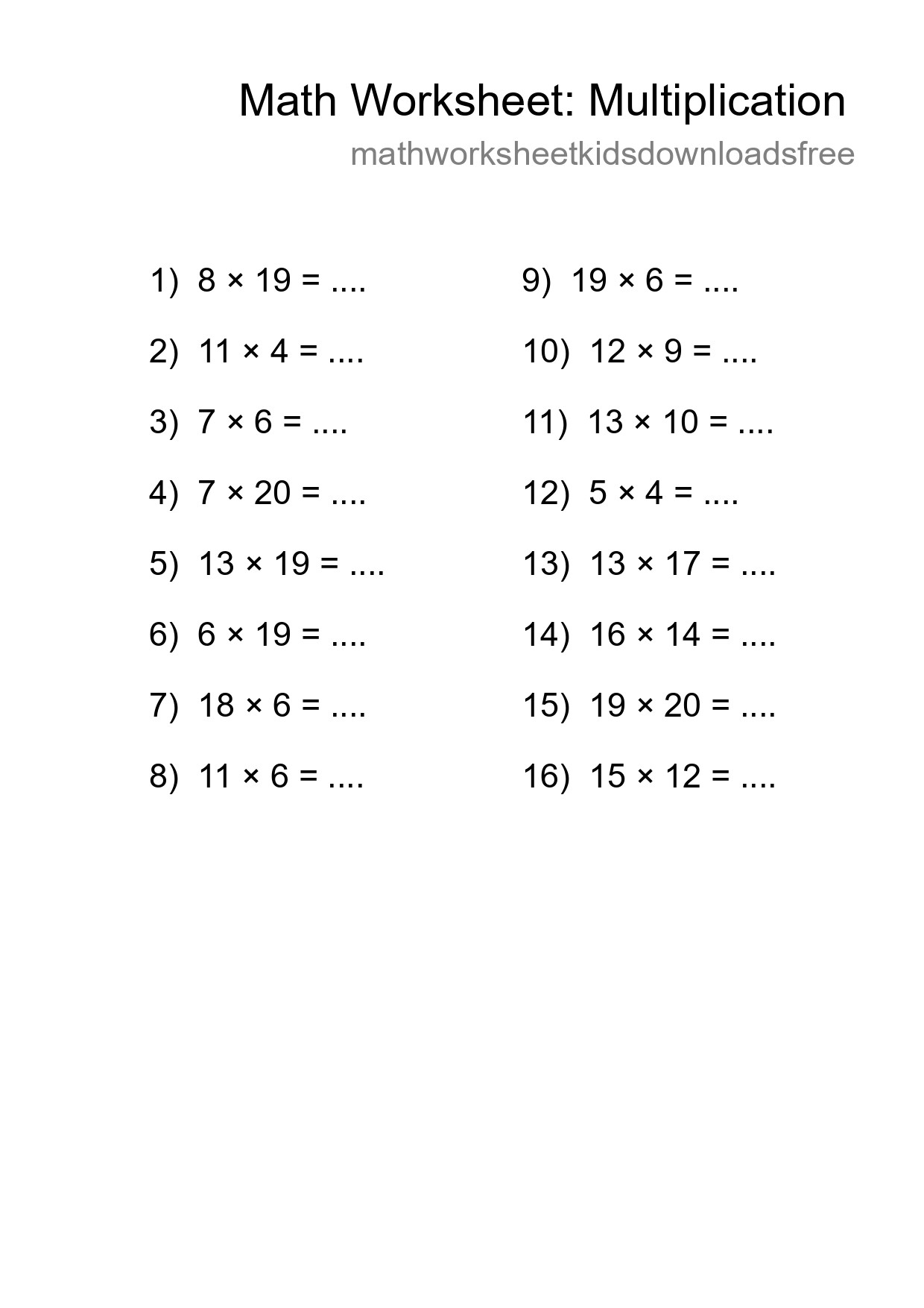 Free 16 Multiplication Math Worksheet For Grade 2 - Part 51