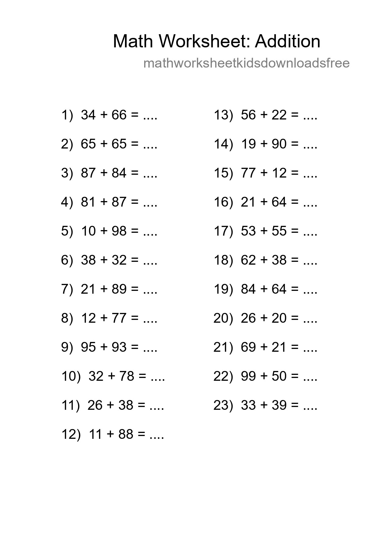 Free 23 Addition Math Worksheet For Grade 3 With Answers - Part 89