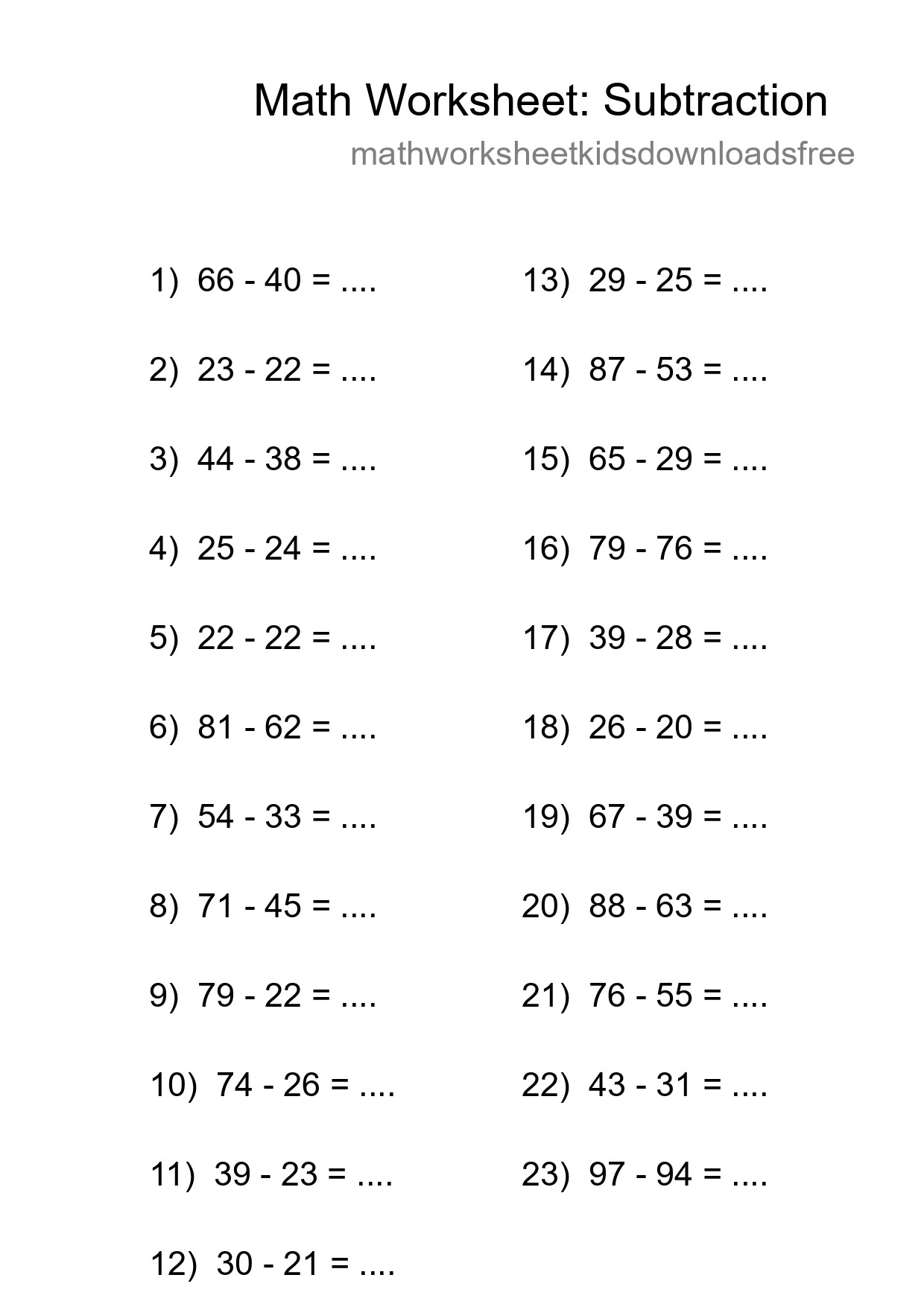 Free 23 Subtraction Math Worksheet For Grade 3 - Part 151