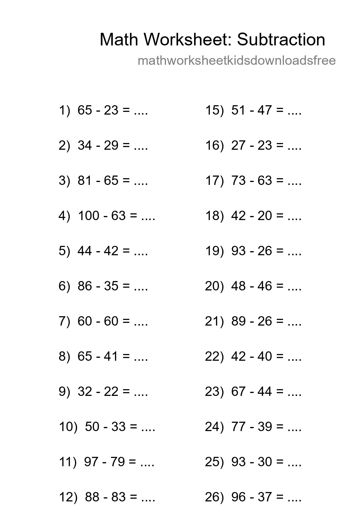 Free 28 Subtraction Math Worksheet For Grade 3 With Answers - Part 74
