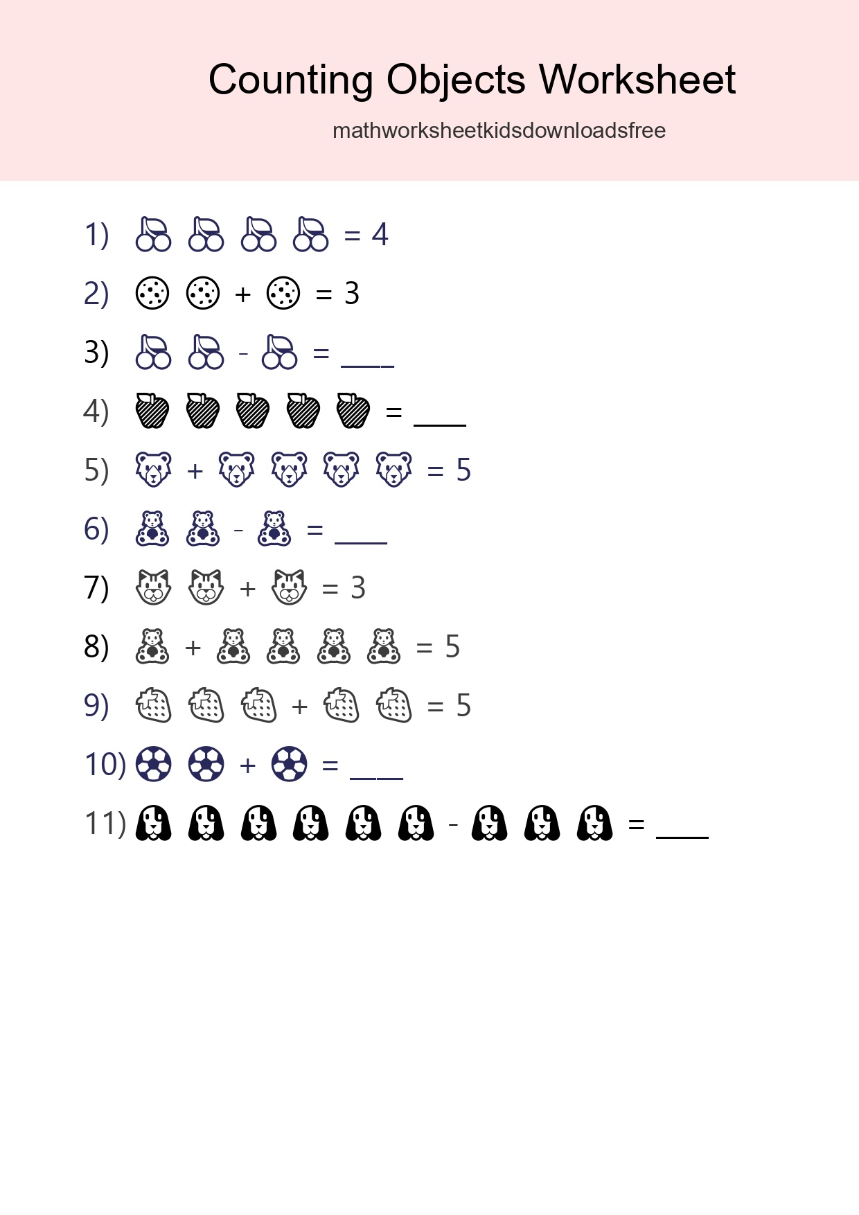 Free Counting Objects Worksheet For Kindergarten - Part 113