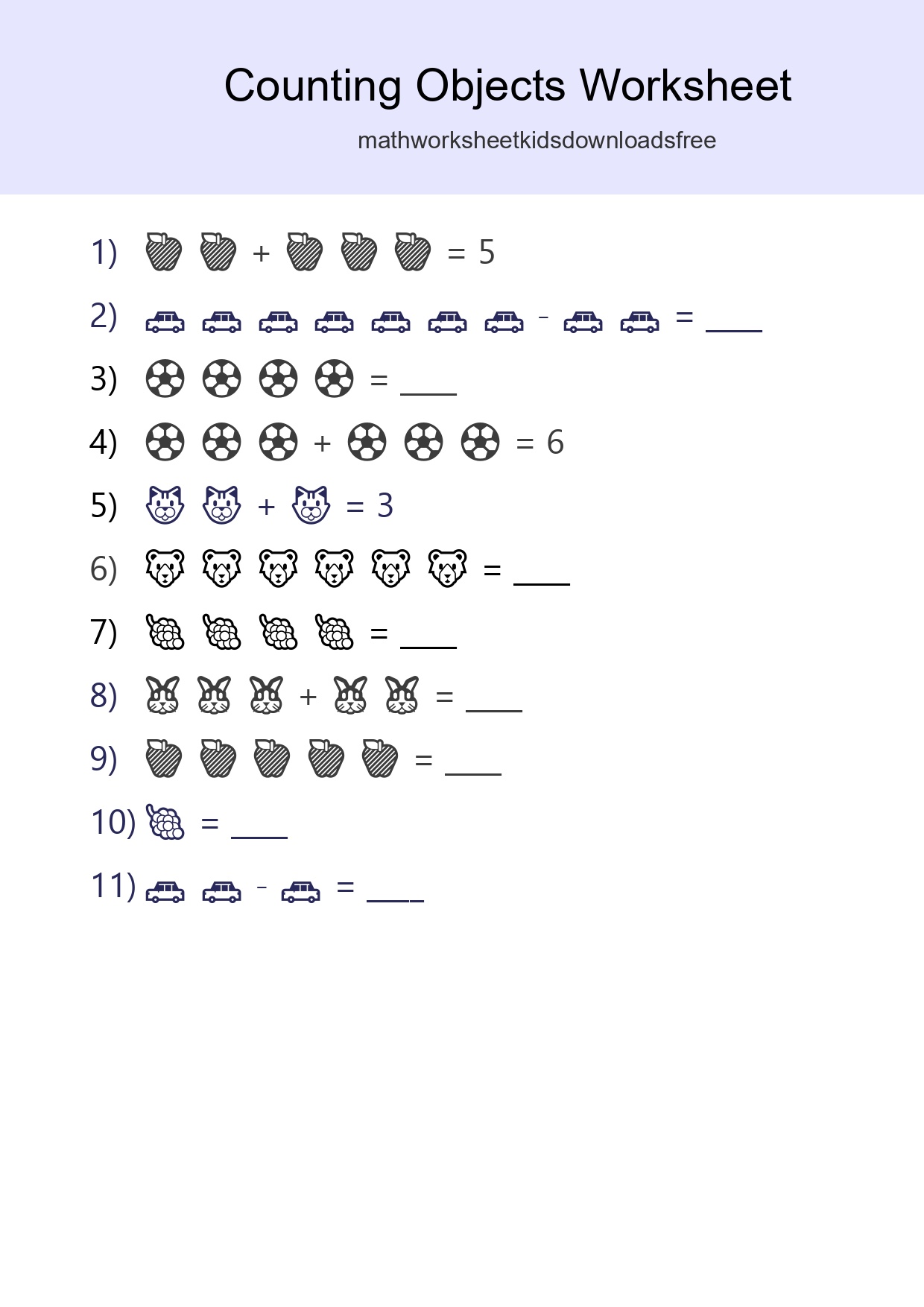Free Counting Objects Worksheet For Kindergarten - Part 212
