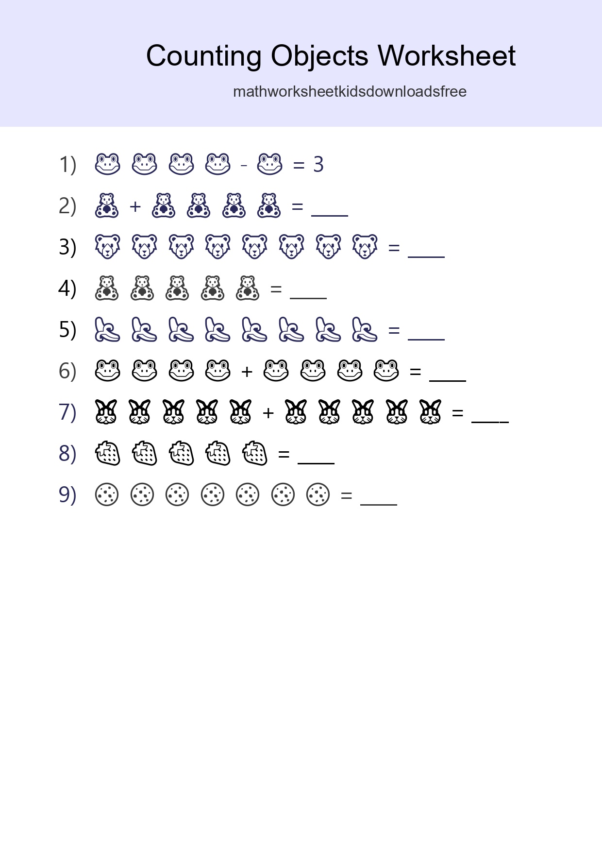 Free Counting Objects Worksheet For Kindergarten - Part 3