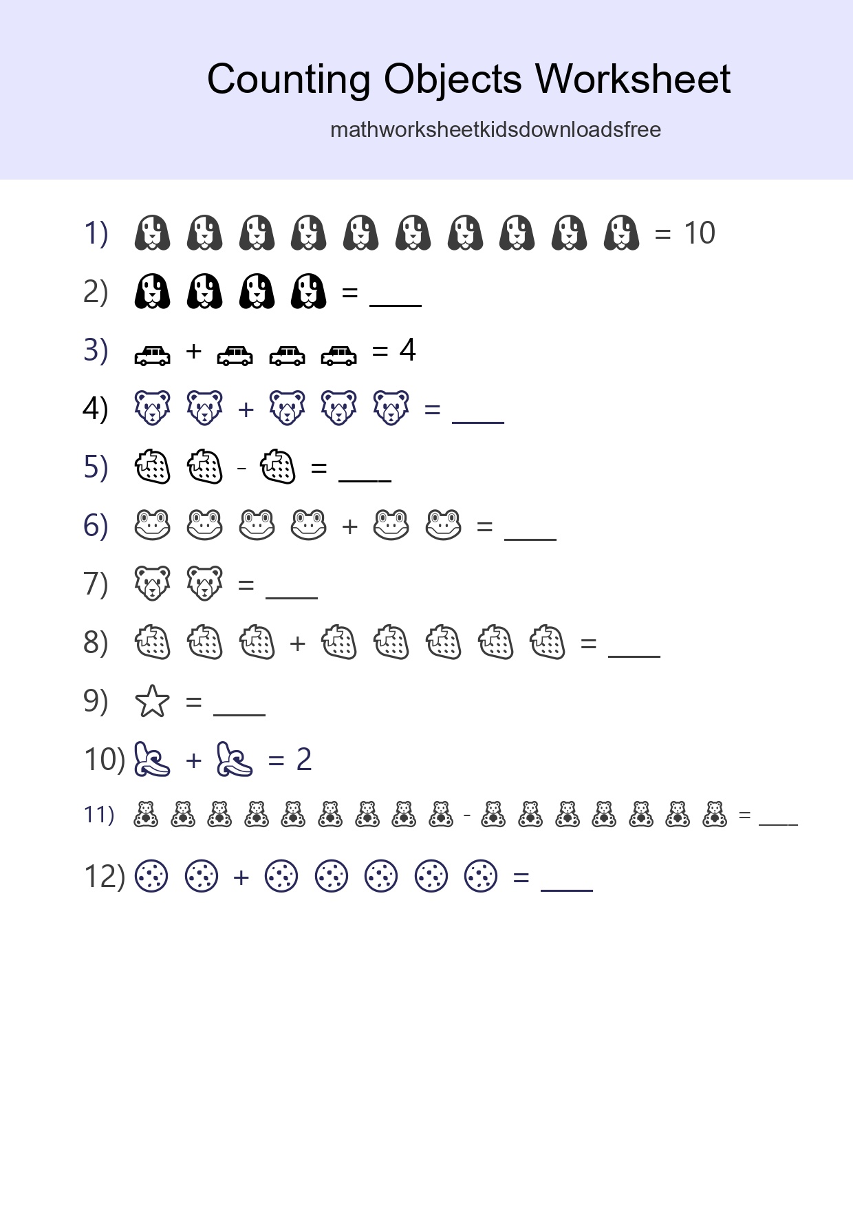 Free Counting Objects Worksheet For Kindergarten Printable - Part 47