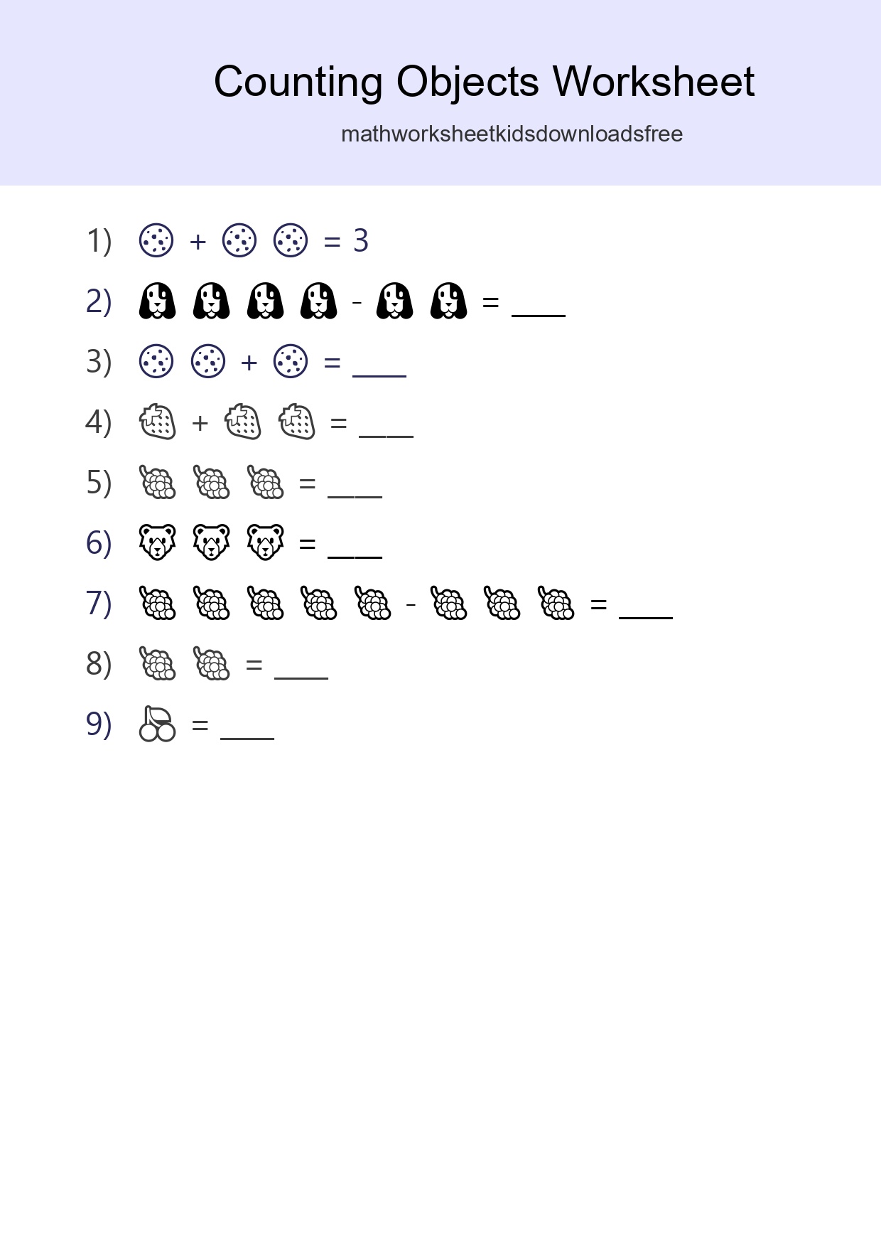 Free Counting Objects Worksheet For Pre-K Printable - Part 190