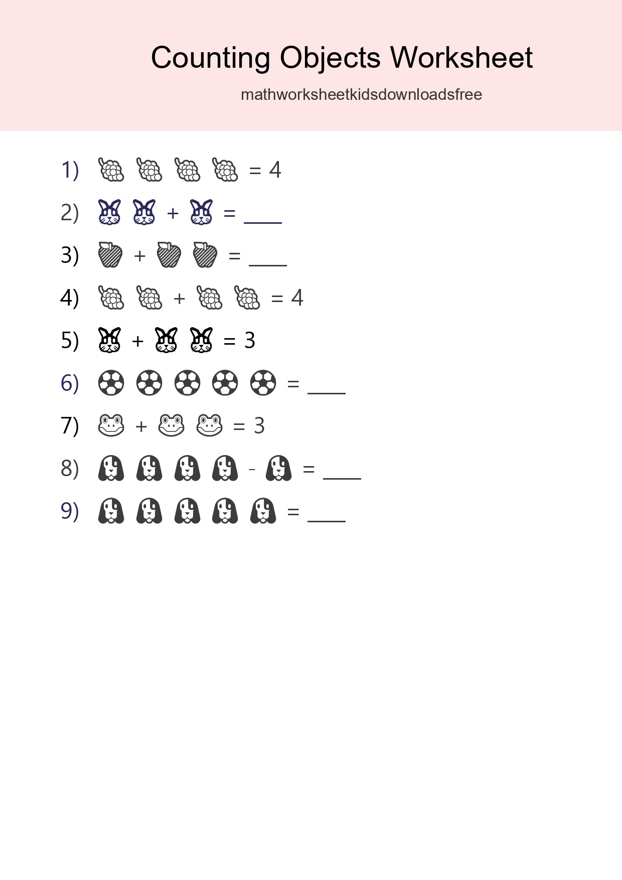 Free Counting Objects Worksheet For Pre-K Printable - Part 58