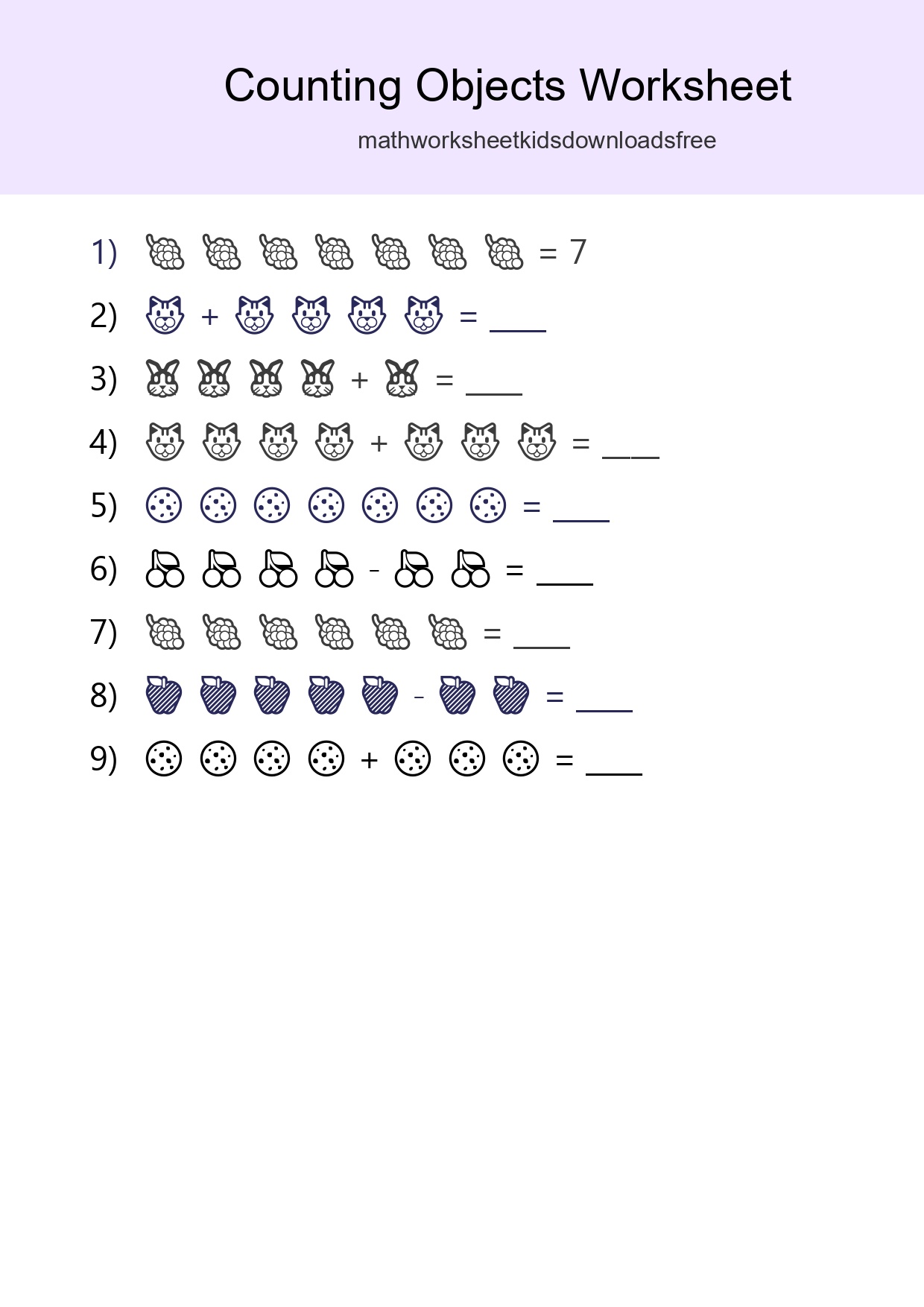 Kindergarten Count The Objects Worksheet - Part 102