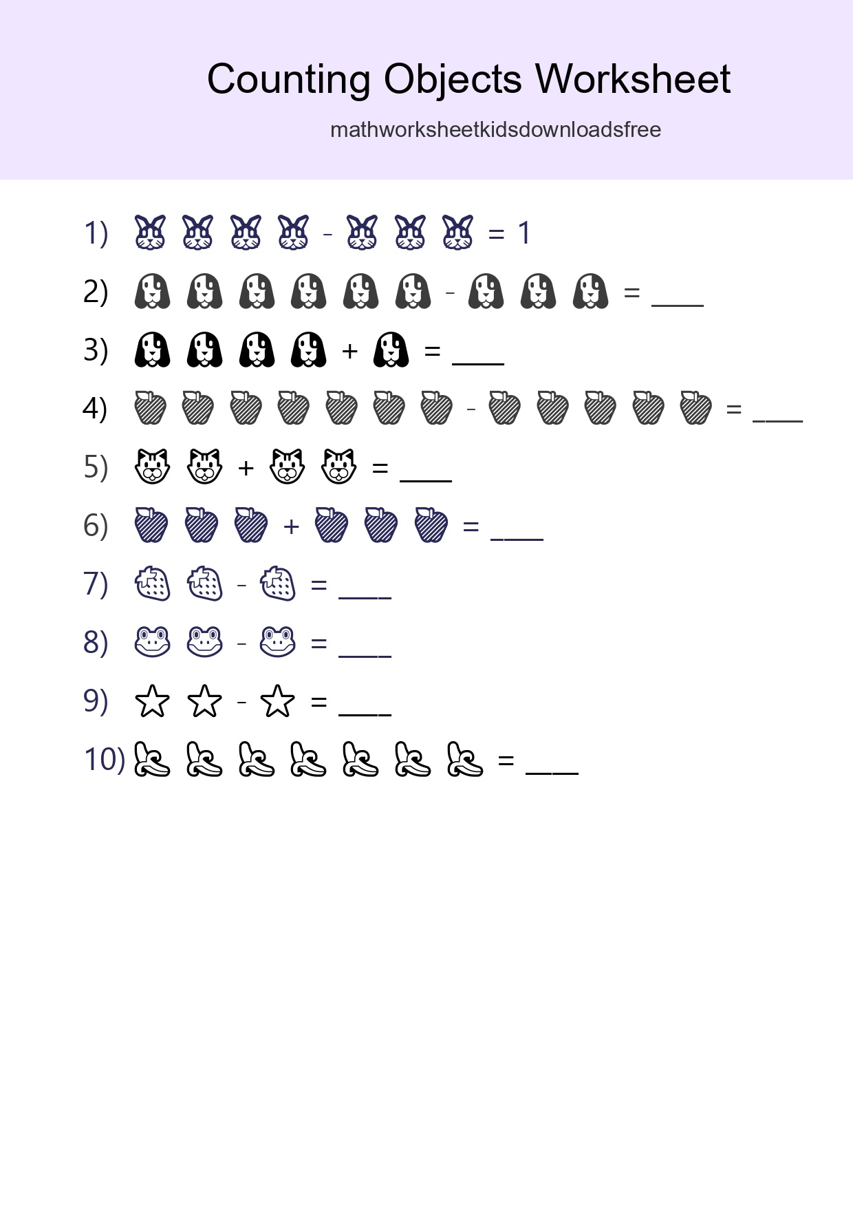 Kindergarten Count The Objects Worksheet - Part 124