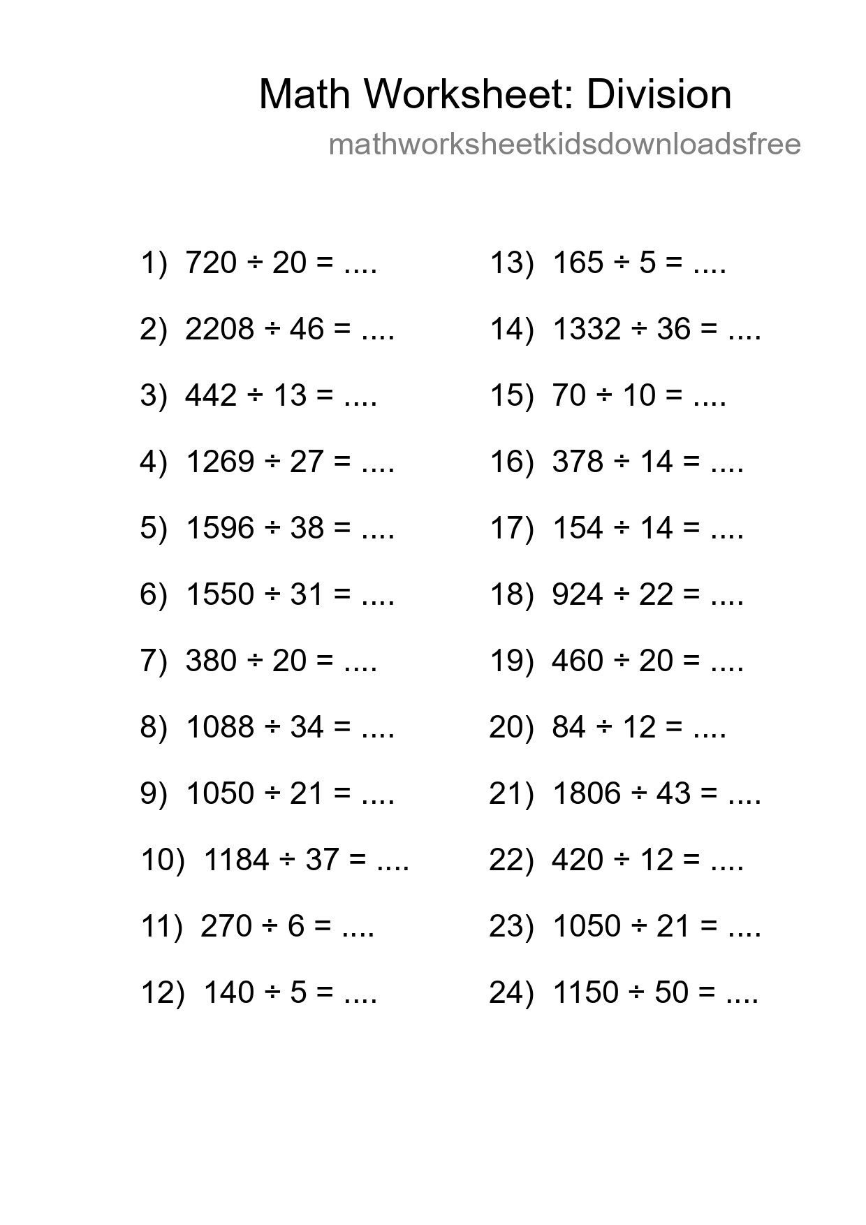 Printable Free 24 Division Math Worksheet For Grade 2 - Part 59
